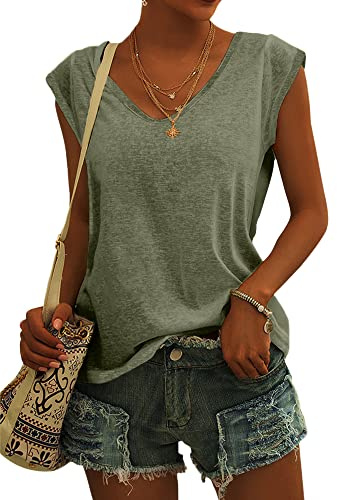 GeGekoko Dam kortärmad, v-ringad, t-shirt med holkärmar, toppar, sommarblusar, ledig vid tanktopp, basic topp för flickor