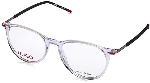 HUGO Rechteckig Azetat Brillen in Crystal für Herren, Brille mit Sehstärke, optional mit Sonnenbrillen tönung oder Blaulichtfilter (Modell HG 1233)