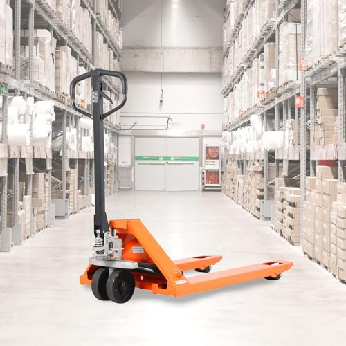 Tory Carrier Manual Pallet Jack Truck, Standard Duty Pallet Trucks 5500 Lbs Capacity 48 Length x 27 Width Fork, No-Mark PU Wheel