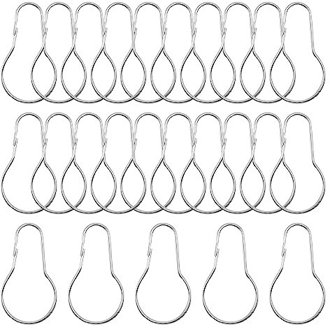 UMCHU 25 Stück Duschvorhangringe,Vorhangring mit Metall,Vorhangringe öffnen,für Badezimmer,Duschvorhangstangen,Teleskopstange Kleiderstange(Silber)