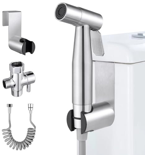 JiGiU Bidet Sprayer for Toilet Handheld Bidet Sprayer Set Stainless Steel Spray Gun and Shower Sprayer Shattaf Toilet Attachment with Hose Easy to Install for Feminine, Baby Cloth, Diaper, Pet or Car