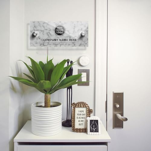 Letrero Acrílico Personalizable para Puerta y Pared | Placa Metacrilato con Logotipo y Texto | Cartel Horario para Oficina, Clínica y Despacho | Señalización Resistente al Exterior (Estilo 3)