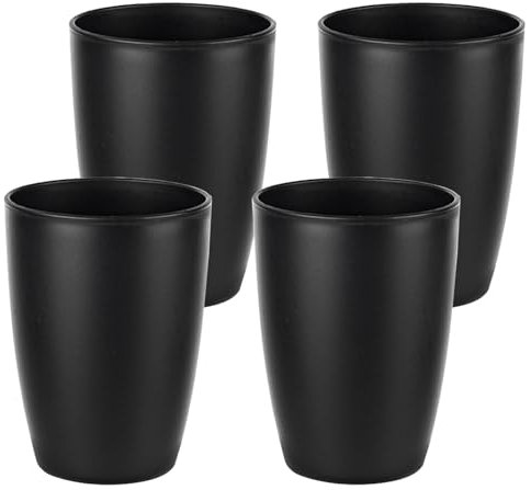 OWLMATE Lot de 4 gobelets à brosse à dents en plastique noir pour adultes, adolescents et enfants (280 ml)