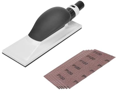 Lcyen Manuell sugslipmaskin, 51 hål, 200 x 70 mm, inkl. 6 stycken slipblock, slipande nätslipband, korn P80 P120 P180 P240 P320 P400, för gips, träpolering