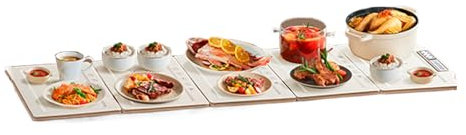 Calienta Platos de Mesa Electrico, Bandeja Calefactora Eléctrica, Función de Sincronización, Fácil de Limpiar, Calentando Rápidamente, para Familia, Fiestas(L)