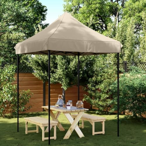 Homgoday Tienda de Fiesta Plegable Pop-Up Taupe 200x200x306 cm, Carpa Plegable Gazebo, Carpa de Jardín, Cenador Pabellón de Jardín para Camping, Fiestas, Bodas, Exterior, Playa Pérgola