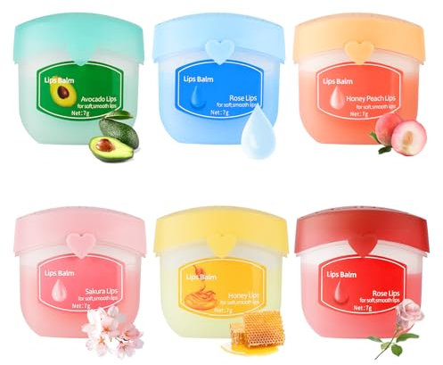 LOPHE Lip Balm, 6 Stück Hydrating Lip Balm Set, Lippenbalsam Beruhigt Trockene Lippen, Lippenbalsem für Tag und Nacht Lippenpflege, Natürlichem Formel, Reduzieren Sie Lippenpeeling