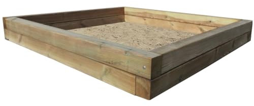 massiver XL-Sandkasten aus Holz, 210x210 cm, aus kesseldruckimprägnierten Kreuzfposten, 11 cm Sitzrand (Natur, 210x210)