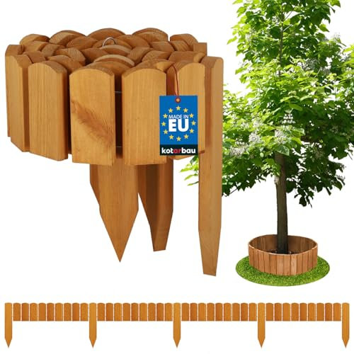 KOTARBAU® Bordure de parterre en bois - 200 x 10 cm - En chêne - Bordure de parterre - Bordure de palissade - Bordure de pelouse - Décoration de jardin - Bordure flexible