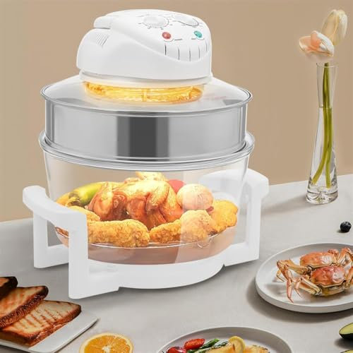 MIDUOLAI 17l,4PCS,Friggitrice Ad Aria in Vetro, Forno Elettrico A Convezione Turbo, Friggitrice Ad Aria Grande con Controllo della Temperatura, Forno Alogeno per Arrosti