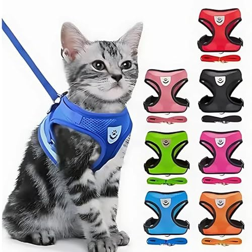 Pet Cat Harness Vest Walking Lead Leash for Cat Puppy Dogs Collar Adjustable UK (Pink, Small)