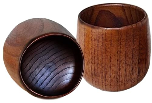Vaso de madera Bourbon | Paquete de 2 vasos de madera de estilo antiguo | Taza de whisky carbonizada vintage de 180 ml que mejora la experiencia de degustación de vino | Regalo perfecto para hombres