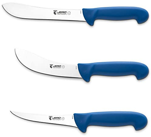 JERO Pro Butcher Meat Processing Set, Butcher Knife Set With Butcher Knife, Skinning Knife And Boning Knife, Made In Portugal