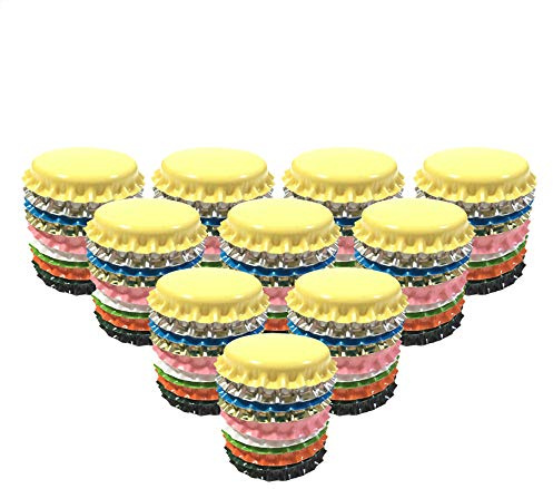 RUTICH 200 PCS Crown Bottle CaPs Decorative Bottle Cap Double Sideds Printed Craft Bottle Stickers for Hair Bows, DIY Pendants or Craft ScraPbooks Mixed Colors(10colors)…