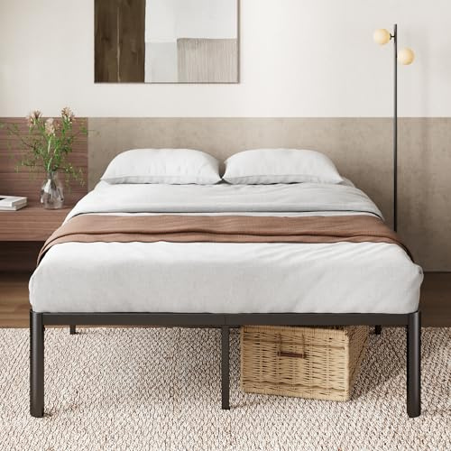 Zinus Van Struttura Letto In Metallo Con Gambe Curve, 160 x 200 cm, Altezza 40 cm, Doghe Del Materasso In Metallo, Non È Necessaria La Rete, Montaggio Facile, Nero