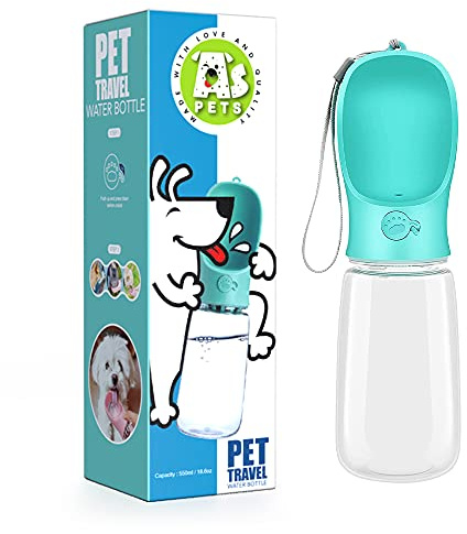 AS Pets Portable Dog Water Bottle – Leakproof Travel Dispenser with Activated Carbon Filter & Drinking Bowl, Ideal for Walks, Hikes & Outdoor Use, BPA-Free