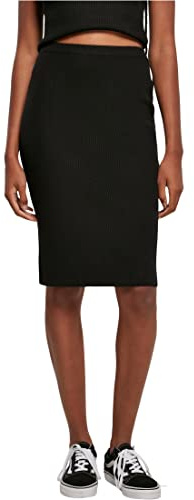 Urban Classics Ladies Rib Knit Midi Jupe mi-Longue pour Femme Noir, Noir, L