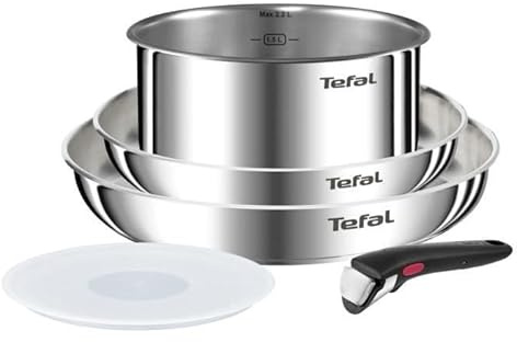Tefal Ingenio Emotion - Juego de 3 Piezas, Acero Inox, Sin Revestimiento