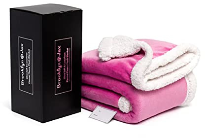 Brooklyn + Jax Sherpa Fleece Throw Blanket Reversible Super Soft Luxurious Cozy Plush (Lilac, Double - 150 x 200 cm) (JJ14)