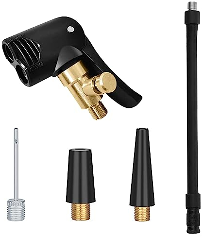 LbsAMP Connettore Valvola Pneumatica 30cm Tubo di Prolunga con 3 Accessori Ugello Gonfiabile Stile Americano Ottone Valvola di Gonfiaggio Pneumatico per Auto Adatto Gonfiaggio Bici Moto Pneumatico