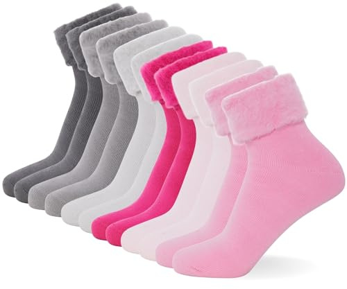 FM London confezione da 6, calzini termici super morbidi da donna in colori pastello (taglie: UK 4-8), Rosa e Neutri, 37-42