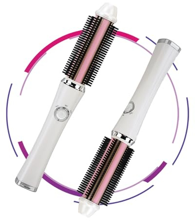 Cordless Hair Curler Brush, Portable Negative Ion Hair Curler Comb, Anti Scalding Rechargeable USB Electric Curling and Straightening Brush for Travel