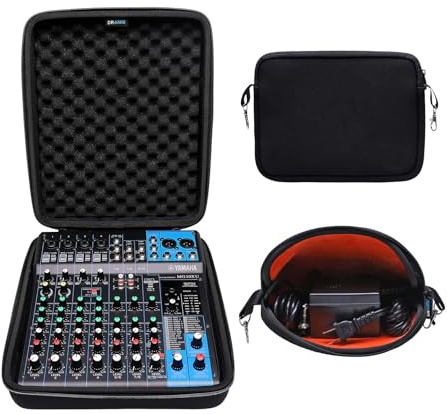 DR·AMIU Hard Case Compatible with Yamaha MG10XU or MG10 10-Input Stereo Mixer with Small Storage Bag Black