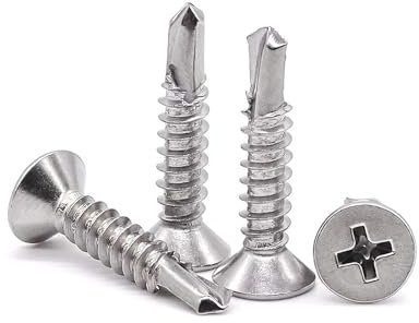 160 tornillos autorroscantes de chapa de 4,2 x 13 mm, acero inoxidable 410, cabeza plana Phillips de alta resistencia