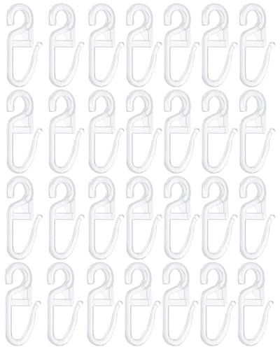 BPTRKOM 100 Piezas Ganchos para Cortinas Transparentes - con Ojales Ganchos Plástico para Anillos Cortina Ganchos para Rollos Cortina Accesorios para Cortinas, para Rieles y Varillas Cortina