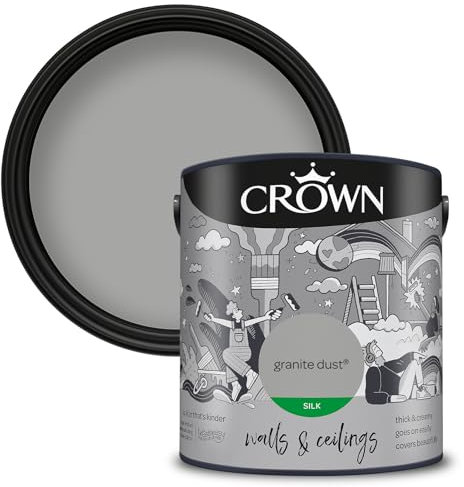 Crown Walls & Ceilings Silk Emulsion Paint, Size 2.5L, Granite Dust