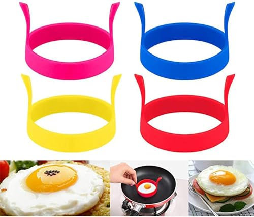 4 Pcs Non-Stick Fried Egg Rings for Cooking | Heat Resistant Round Mold for Eggs, Pancakes, English Muffins, Breakfast Sandwiches | Easy to Clean, Durable Kitchen Tools