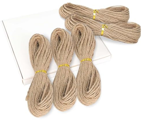 Xcdhemde Jute Schnur 3 mm, 100m Jute Kordel 3mm, Juteschnur Garten Reißfest, Jutegarn Dünn, Hanfschnur Braun | für Kletterpflanzen Dekorative Vasen Basteln Verpacken Fotos [ 5 Bündel x 20M]