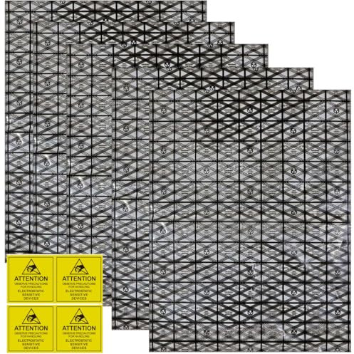 PYEUIFT 30 Stück Antistatische Beutel 20x30cm mit Antistatischen sticker 50x50mm, ESD-Schutzhülle für Elektronikkomponenten, Motherboard, Grafikkarten, Festplatten, Statikfreie Verpackung