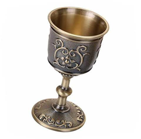 KICHOUSE Copa de vino retro rojo para taza copa de vino de metal cáliz de vino tinto de fiesta copa de vino retro Aleación de zinc Golden