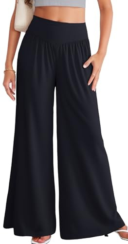 SEAUR Pantalon Fluide Femme à Jambes Larges Pantalon de Danse Orientale Pilates Yoga Palazzo Doux Printemps D'été Automne S-XXL