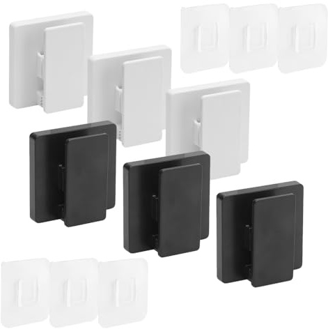 XINGSUI 6 Pcs Self Adhesive Note Bill Clip, Bill Clip, Windscreen Parking Ticket Holder, Towels Clips, for Fridge, Aquarium, Bathroom, Kitchen, Office (3 Black+3 White)