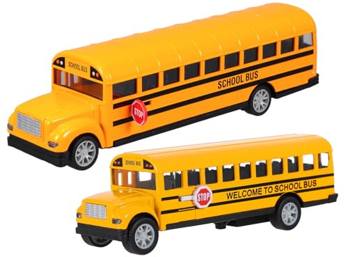 Toyvian 2pièces Jouets Autobus Scolaire à Tirer Modèles De Véhicules pour Garçon Fille Lot de Petits Autobus Scolaire