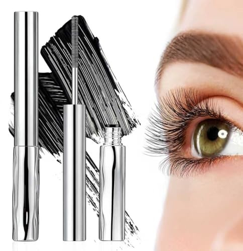 2PCS Black Mascara for Older Women, Washable Metal Brush-Waterproof Mascara 2025 New Upgrade 4D Silk Fiber Super Curling Metal Wands Mascaras Black, No Flaking No Clumping, Long-Lasting & Gentle