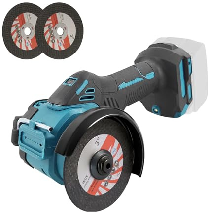 Trådlös vinkelslip för Makita 18 V, borstlös mini vinkelslip 20 000 RPM 75 mm litet vinkelverktyg med 2 st skivor för skärning av poleringsslipning (för Makita)