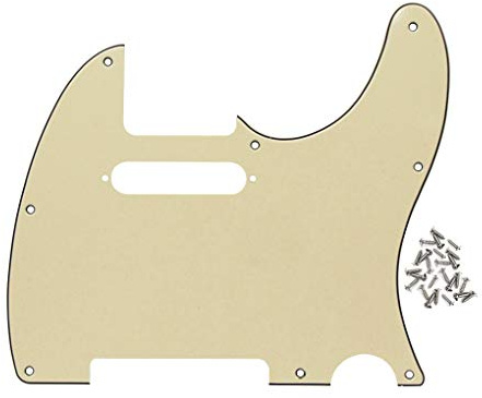 FLEOR 8 Hole TL Pickguard Scratch Plate with Pickguard Screws Set Fit USA/MX Standard TL Style Pickguard Replacement, 3Ply Cream