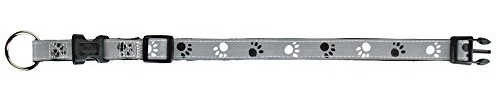 TRIXIE Collar Silver Reflect, S-M, 30-45 cm/15 mm, Negro/Gris