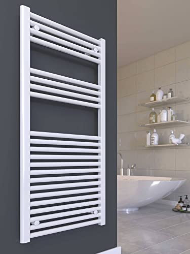 Badheizkörper SMYRNA Weiß 400 x 1200 mm. Gerade Standardanschluss Handtuchtrockner Handtuchwärmer