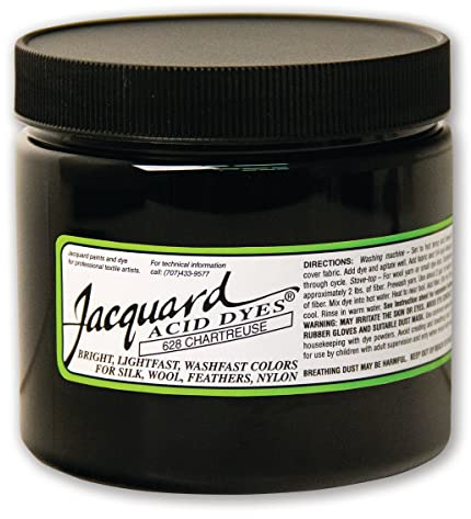 Jacquard Acid Dye for Wool, Silk and Other Protein Fibers, 8 Ounce Jar, Concentrated Powder, Chartreuse 628