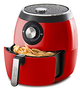 Dash Deluxe Air Fryer - Adjustable Temperature Control & Auto Shut-Off Feature - AirCrisp® Technology - Spacious Nonstick Basket - 1700 Watt - 6 Quarts - Red
