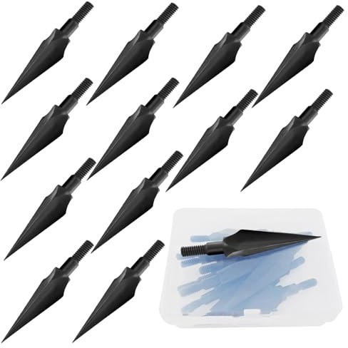 Archerest 12 Pack Traditional Broadhead, Prctice Arrow Head 100 Grain for Crossbow Hunting and Target