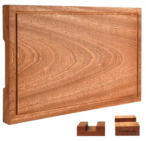 Wooden Cutting Boards for Kitchen Extra Large Wood Chopping Board Thick One-Piece Cutting Board with Juice Groove and Stand for Meat Vegetables Cheese (18 * 12 * 1.2Inch)