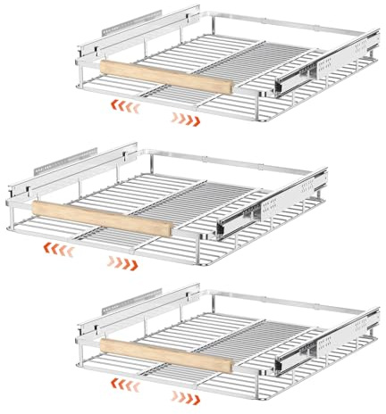 SANNO Pull Out Cabinet Organizer, Sliding Shelf, Pots and Pans Organizer, Expandable Shelf Drawer, Width 12.118.4