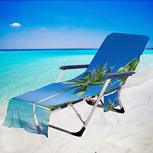 Surwin Schonbezug Für Gartenliege Strandliegenauflage Frottee Liegenauflage Stuhl Strandtuch Sun Lounger Bezug mit Tasche Sporthandtuch, für Sommer Schwimmen Garten (75x210cm,Blau)