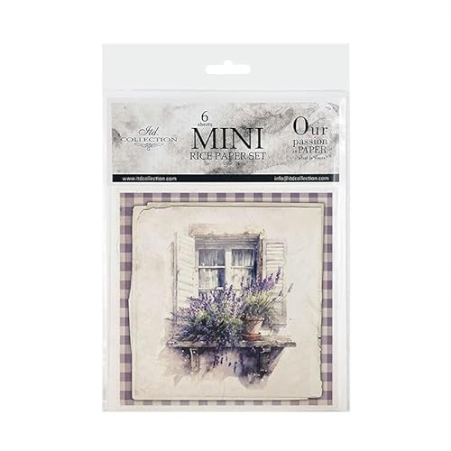 ITD Collection - Set Creativo Mini Papel de Arroz 14,8 x 14,8 cm (6 Hojas), Papel de Arroz decoupage para Scrapbooking y Manualidades, Multicolor (RSM081)