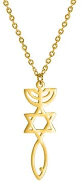 unift Hanukkah Menorah Stella di Davide Collana in Acciaio Inox per le Donne Sigillo Messianico Mezuzah Stella Ebraica Candeliere Ciondolo Collane Fede Gioielli Religiosi Regali (Oro 1)